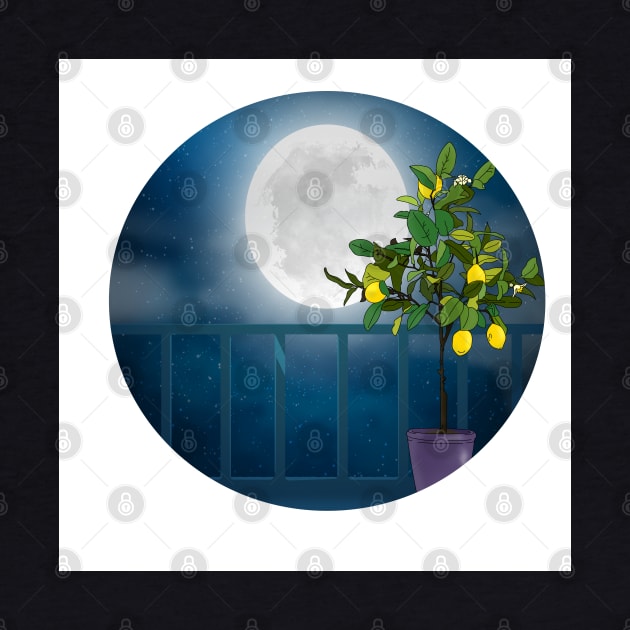 View from the balcony-Lemon Tree underthe moon by Le petit fennec